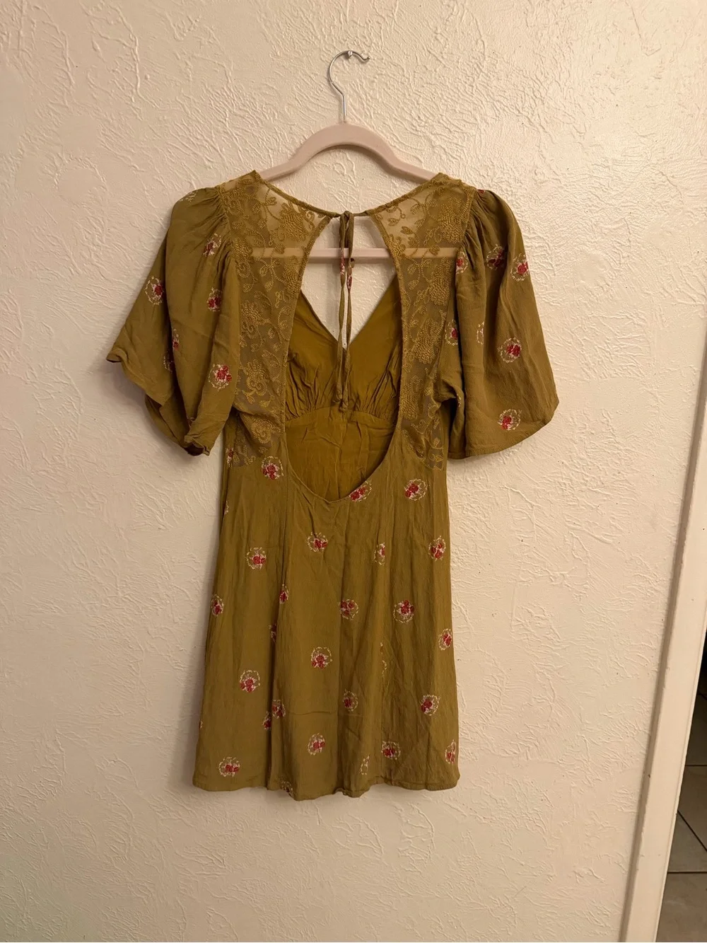Free People Mustard Floral Open-Back Mini Dress - Picture 4 of 12